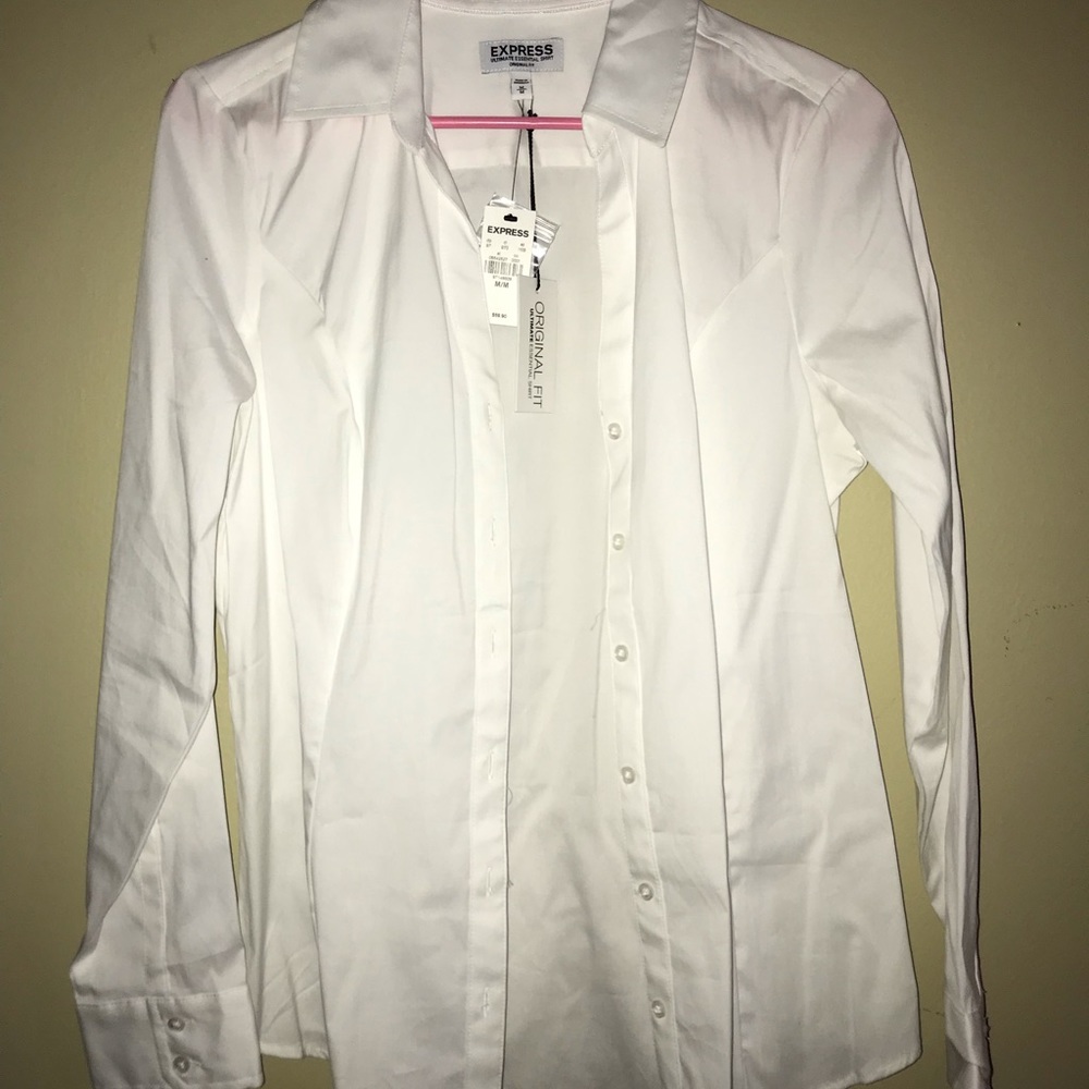White essential button up shirt